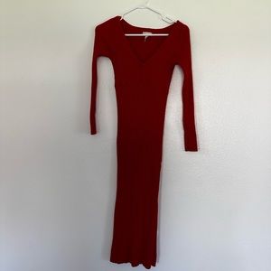 Leith red rubbed maxi dress